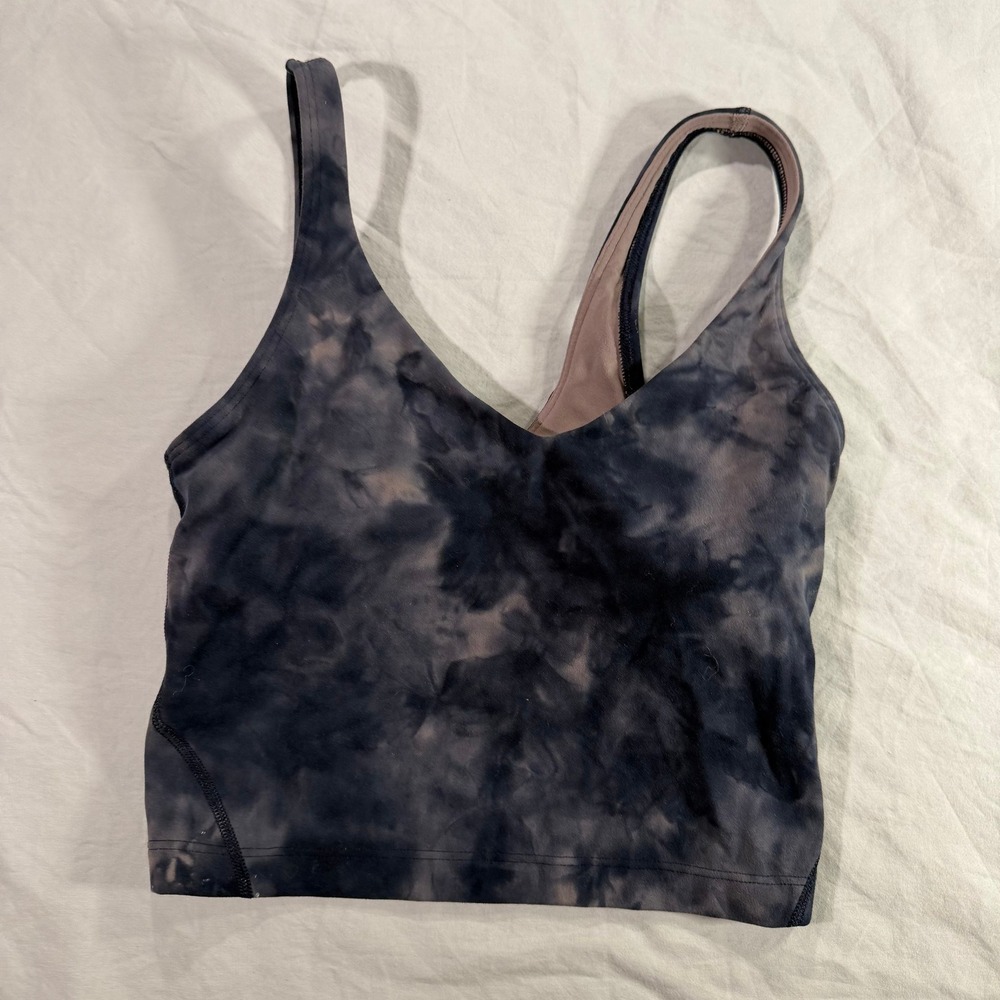 Lululemon Align Tank Top Diamond Dye‎ Graphite Grey Pink Pastel Size 0 Cropped